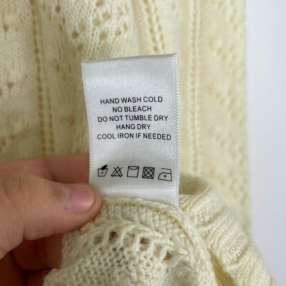 Tularosa Manny Sweater pointelle knit ruffled trim flared sleeves sweater Large - Picture 7 of 11